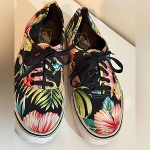 VTG Vans  Black Tropical Floral Sneakers